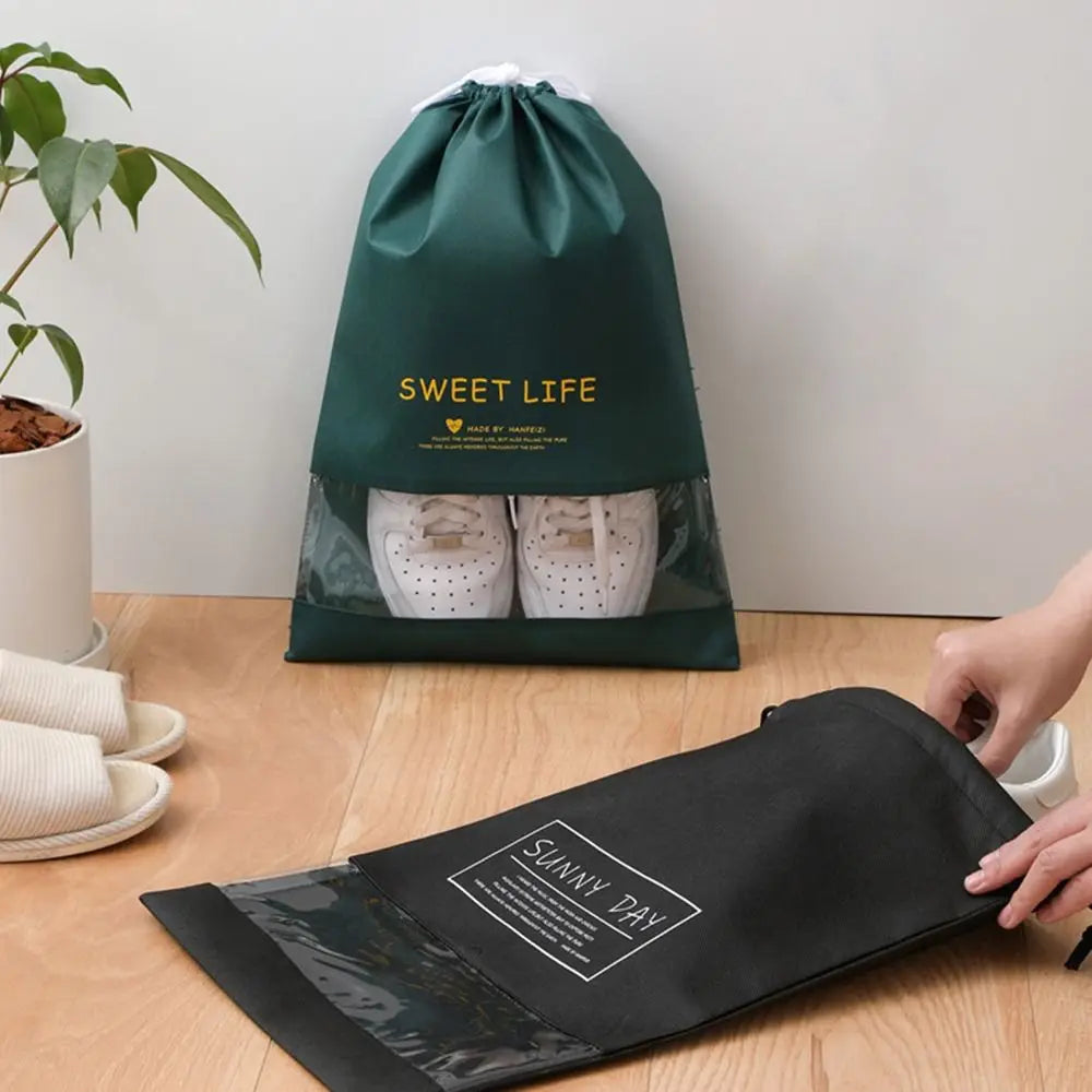 Dust-Proof Shoes Storage Bags Moisture-proof Transparent Drawstring Bag Non-Woven