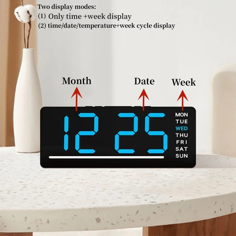 USB Powered Digital Alarm Clock TEMP Date Week Dual Alarm 5 Levels Brightness Snooze Table Clock 12/24H Night Mode LED Clock