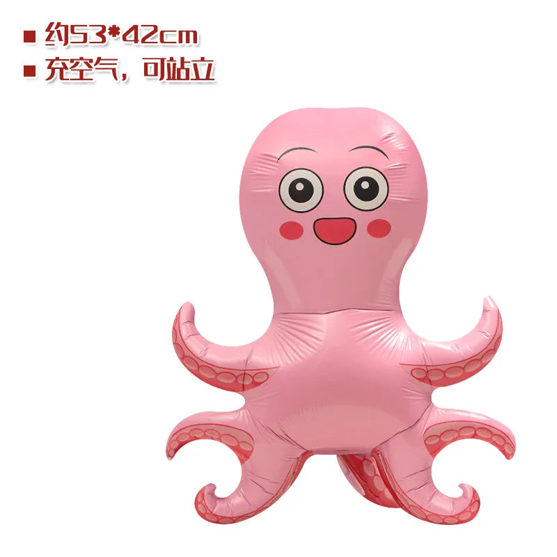 Standing Cute Animal Giraffes Seals Turtles Sharks Dolphin Bunny Foil Balloons Animal Sea Zoo Themed Birthday Party Decorations