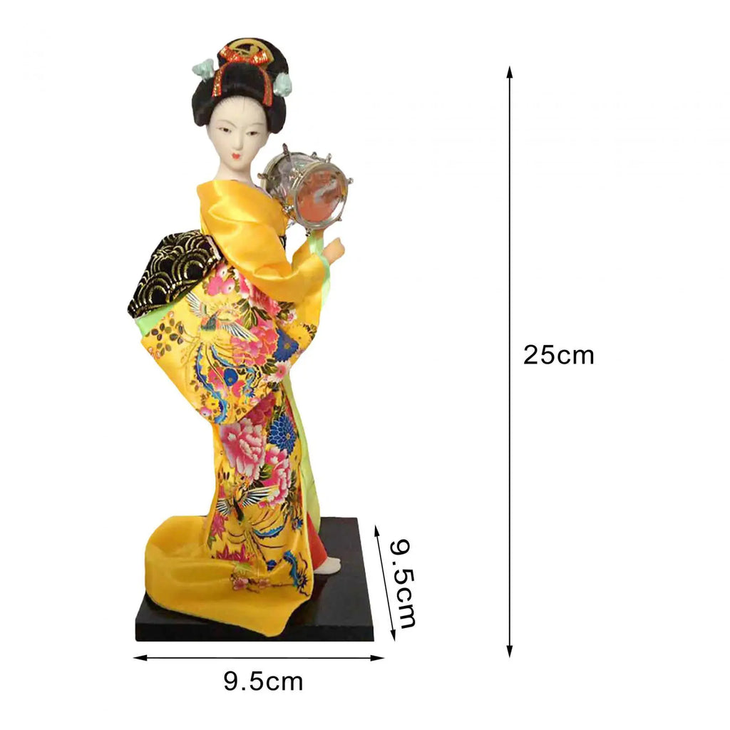 Japanese Geisha 9" Free Standing Oriental Ancient Kabuki Girl Statue Kimono Dolls Ornament for Shelf Table Home Office Decor