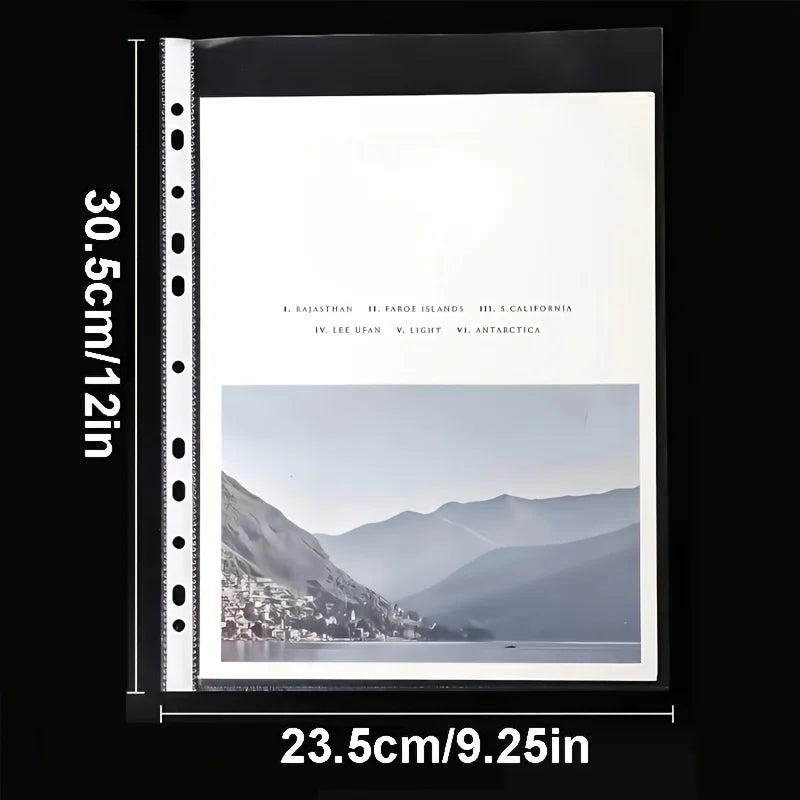 50/100pcs Clear A4 Plastic File Folders - 11-Hole 3-Ring