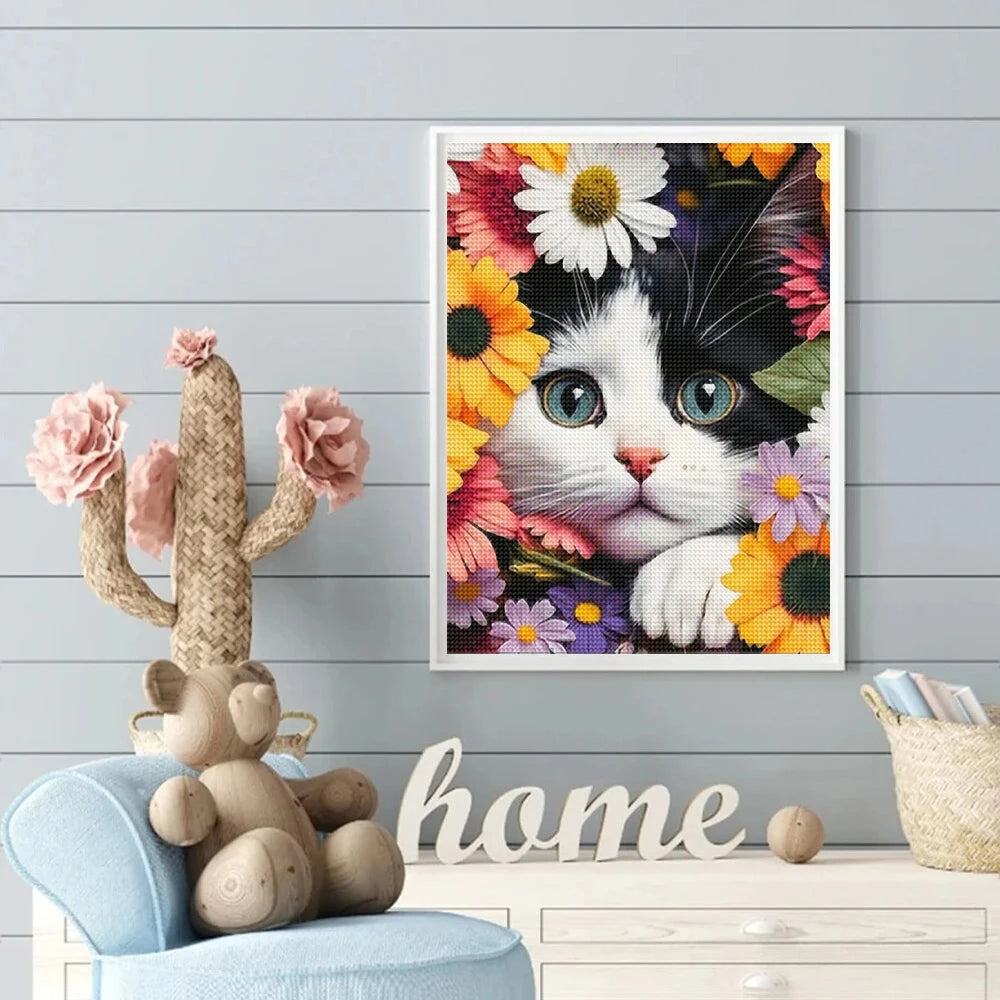 5D Diamond Mosaic Cat Animal New Product Full Square/Round Diamond Painting Sunflower Embroidery DIY Handmade Gift
