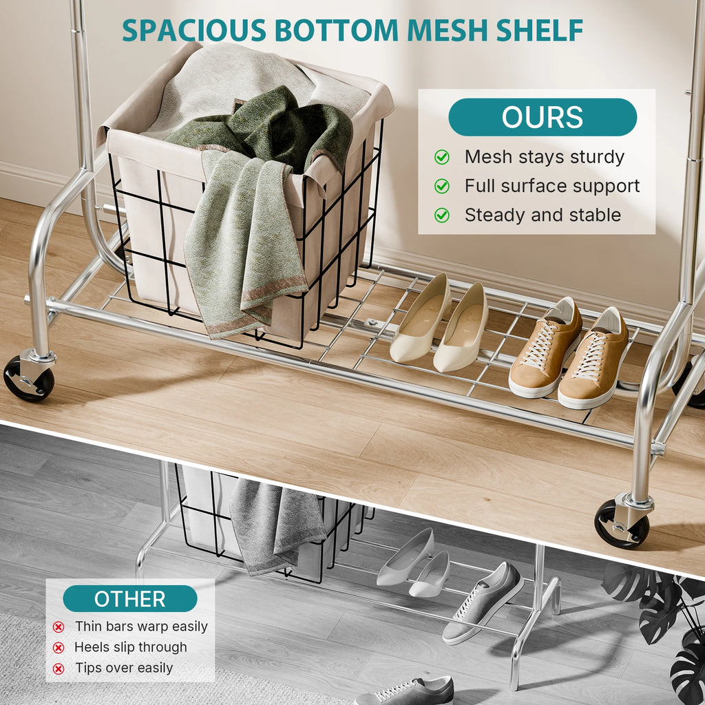 MCQ 70IN Heavy Duty Clothes Racks with Wheels Entryway