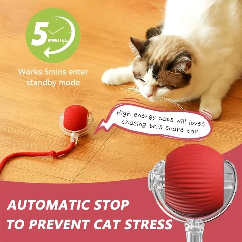 Dog Cat Interactive Ball Toy Automatic Rolling Ball Faux Tail Rechargeable Smart Pet Electric Toy Dog Cat Training Imitate Mouse