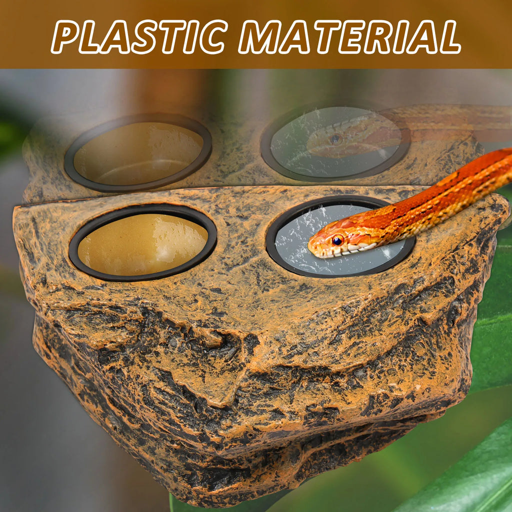 Magnetic Reptile Feeder Ledge Reptile Food Water Dish With 4 Bowl Gecko Lizards Tree Frogs Chameleons Tank Feeder Ledge