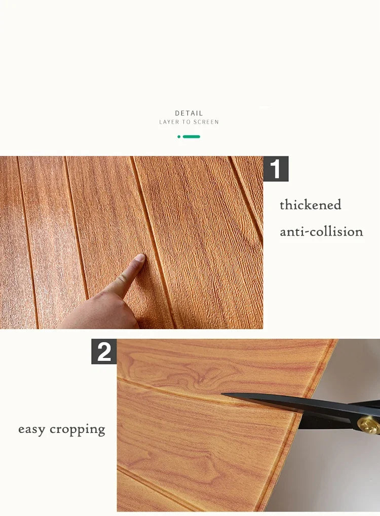 35*35cm 10Pcs 3D Wood Grain Adhesive Wall Wallpaper Waterproof Wall Stickers Living Room Kitchen Background Wall Decoration