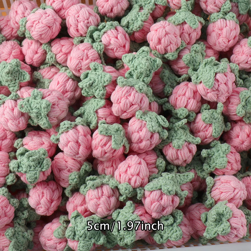 1pc Finished Handmade Knitted Fruit Pendant Crocheted Wool Strawberry Orange Bag Car Key Ring Pendant Handbag Charms Gifts