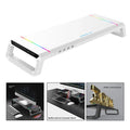 Aluminum RGB Monitor Stand Riser Bracket with 4 USB Ports Desk Organizer All-In-One Computer Laptop Height Stand Holder