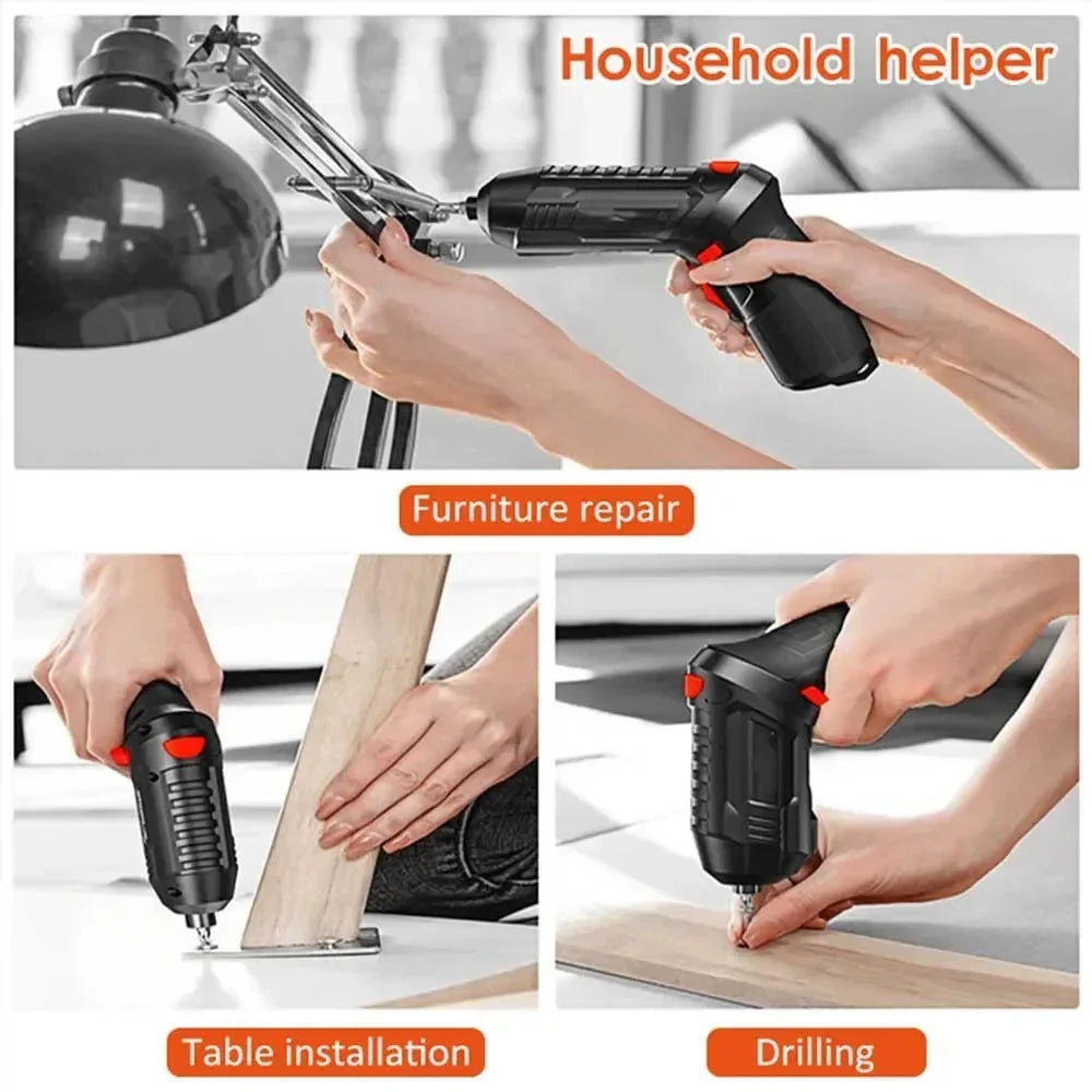 Portable Electric Screwdriver Cordless 2 in 1 Rotated 90