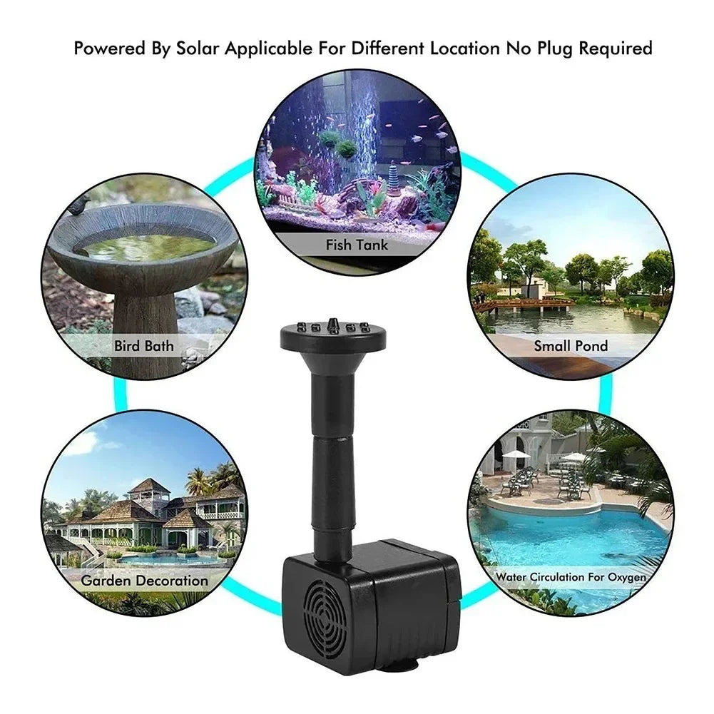 Solar - Powered Water Pump for 11/15.5cm Water Fountains: 8 - Nozzle Outdoor Watering Set