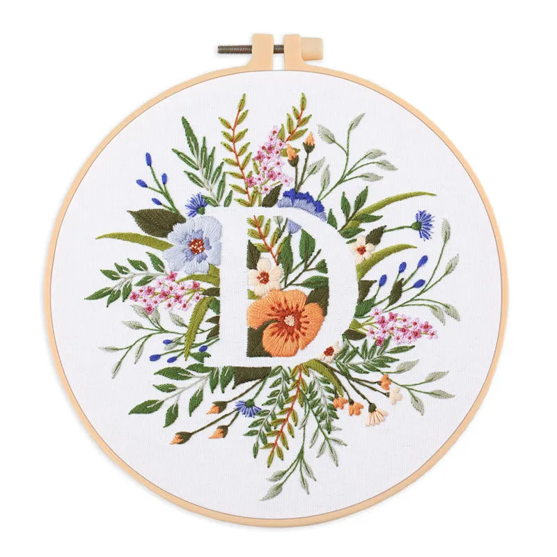 Embroidery Kit for Christmas DIY Wreath Printed Pattern Flower Cross Stitch Set Needlework Hoop Handmade Sewing Art Craft Kit