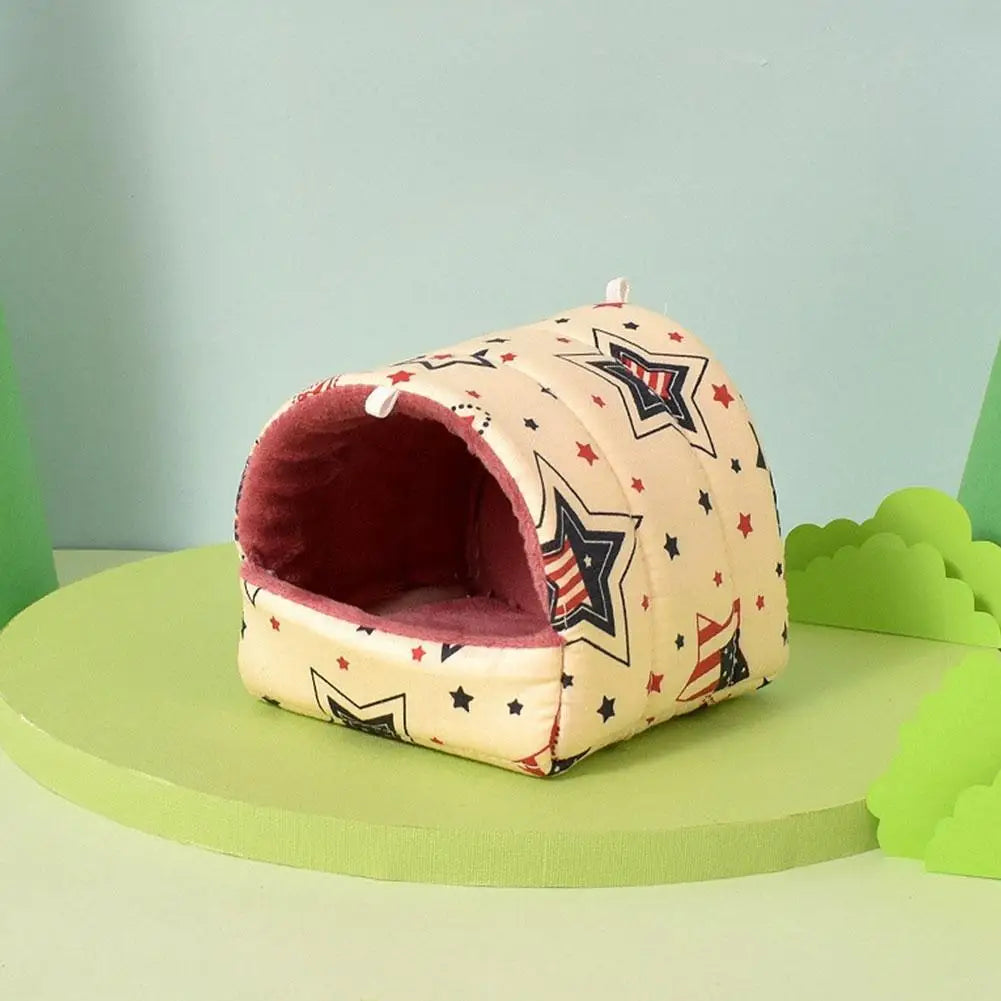 Winter Cute Cartoon Rabbit Squirrel Mini Cage Guinea House Pig Pet Soft Animal Bed Mat Small Warm Hamster Nest Sleeping S5W0