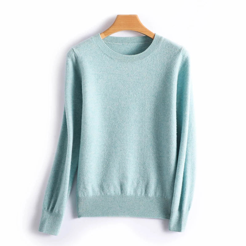 Autumn And Winter Thin Sweater Women's Round Neck Pullover