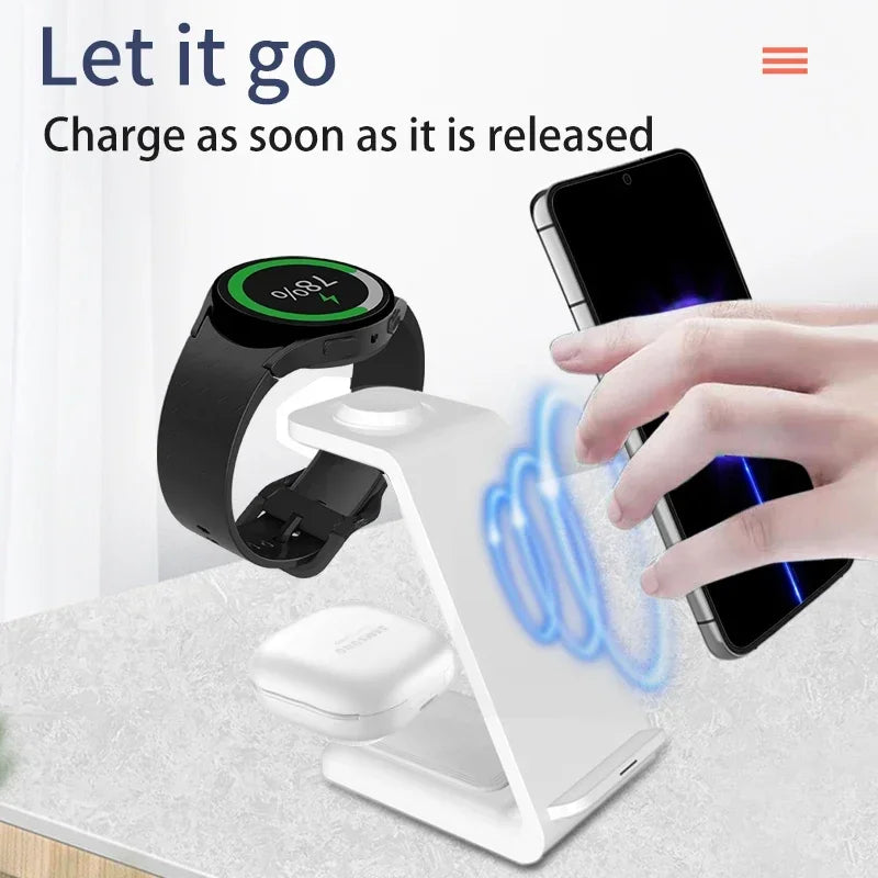 3 in 1 30W Travel Wireless Charger For Samsung Galaxy S23 S22 Watch 6 pro/5/4/3 Active 1 2 Buds Pro Plus Fast Charging Station