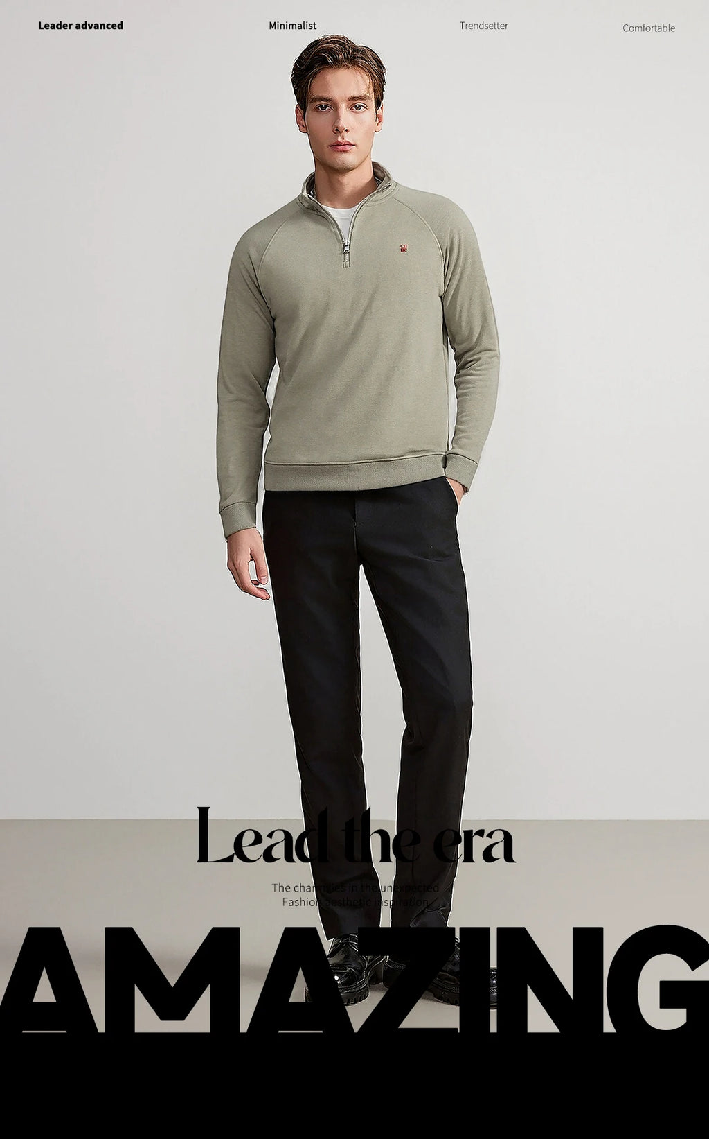 CHCH Men's Sweatshirt Autumn Fashion Long Sleeved Men's Sweatshirt Casual Half Zipper Design Classic Versatile Men's Pullover