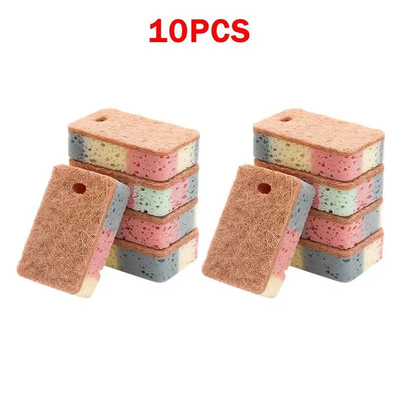 Natural Dish Scrubbing  Kitchen Cleaning Sponge Rub Wood Pulp Cotton Dishwashing Sponge Scouring Pad Kitchen Rag Dish Cloth
