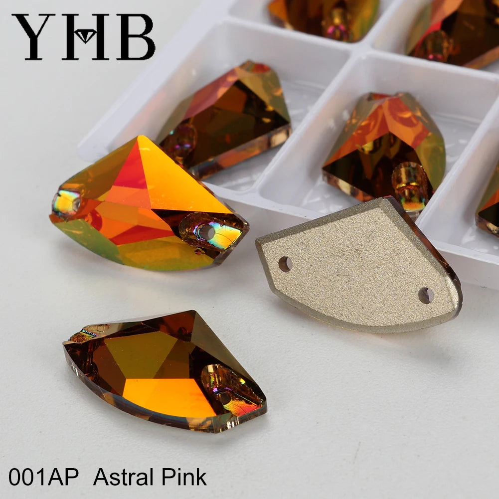 YHB Top Quality Galactic Axe Glass Crystal AB Moonlight Sewing Stones Flatback Sew on Rhinestones For Garment Clothes Bags