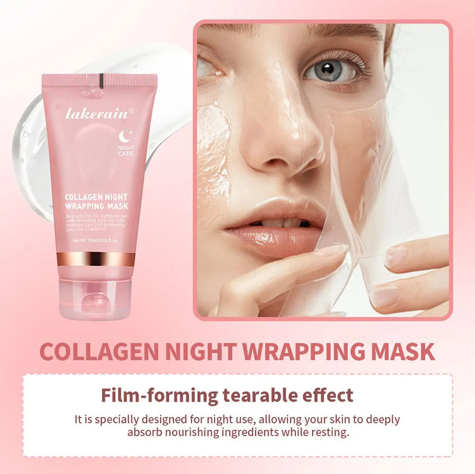 Overnight Wrapping Peel Off Facial Mask Set Hydrolyzed Collagen Night Wrapping Mask Deeply Hydrates Night Care Mask Skin Care