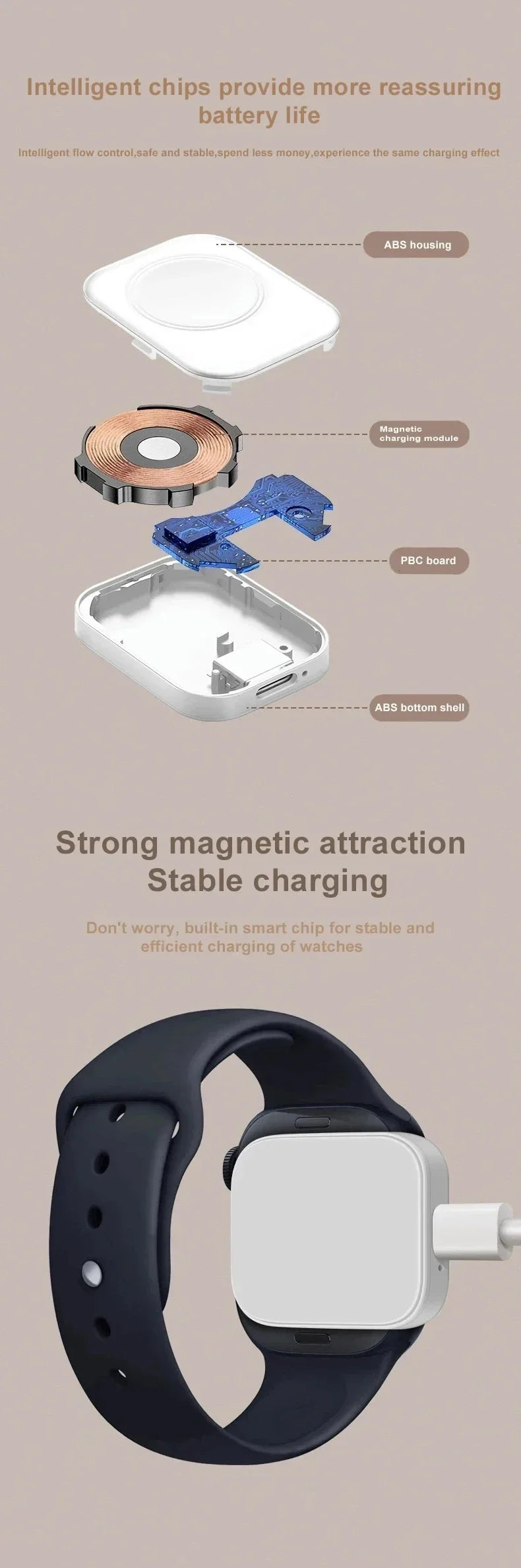 VIKEFON Fast Magnetic Watch Wireless Charger for Apple Watch Series IWatch 9 8 7 6 5 Dock Adapter Type C 8PIN Portable Charging