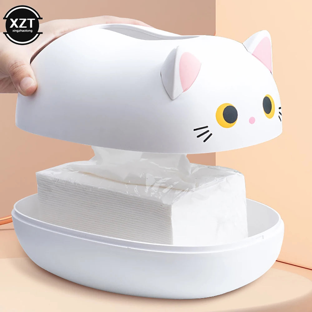 Kawaii Cat Tissue Box Kitchen Napkin Storage Box Wc Paper Container Desktop Toilet Paper Holder Nordic Style Home Decoration
