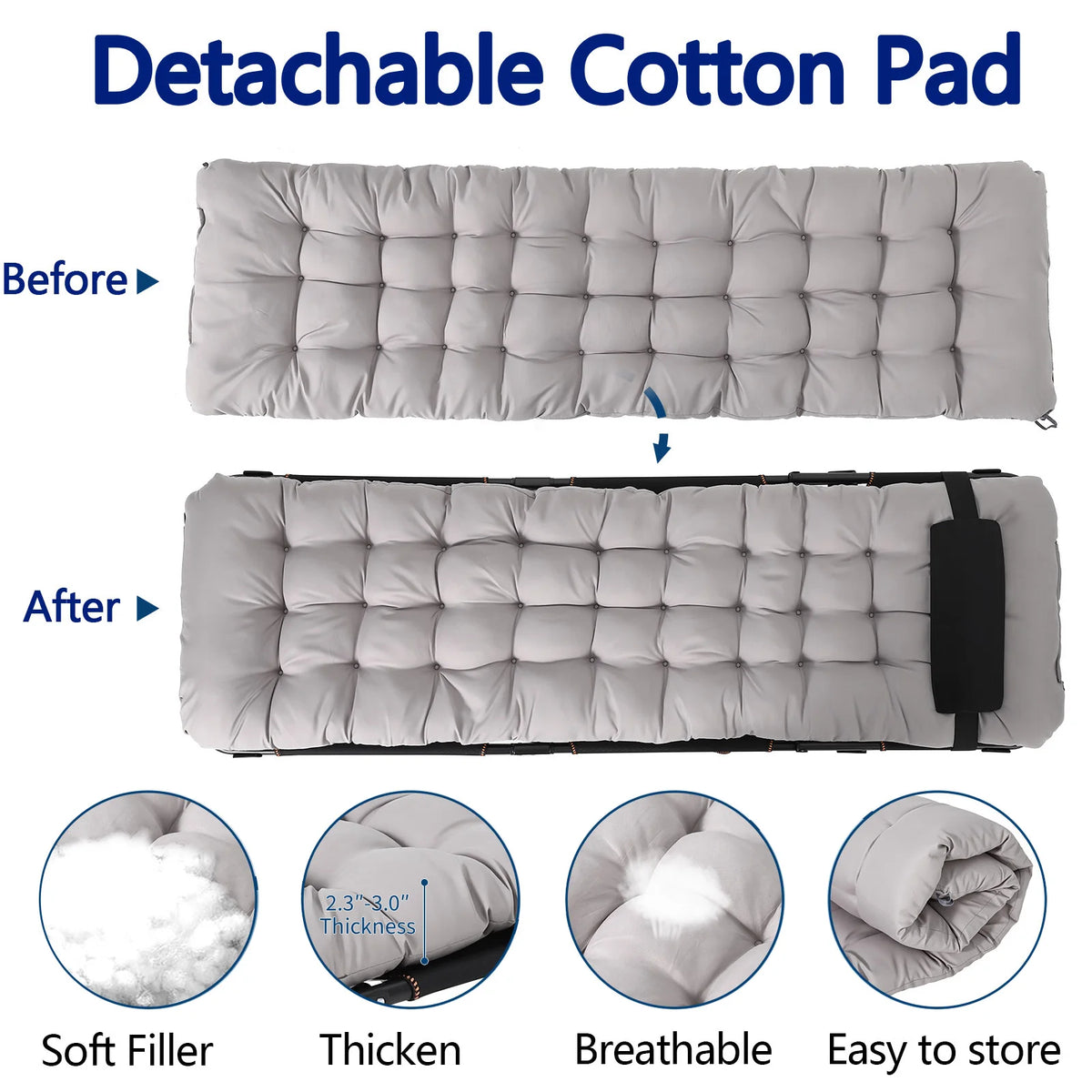 Heavy-Duty Tri-Fold Camping Cot With Mattress
