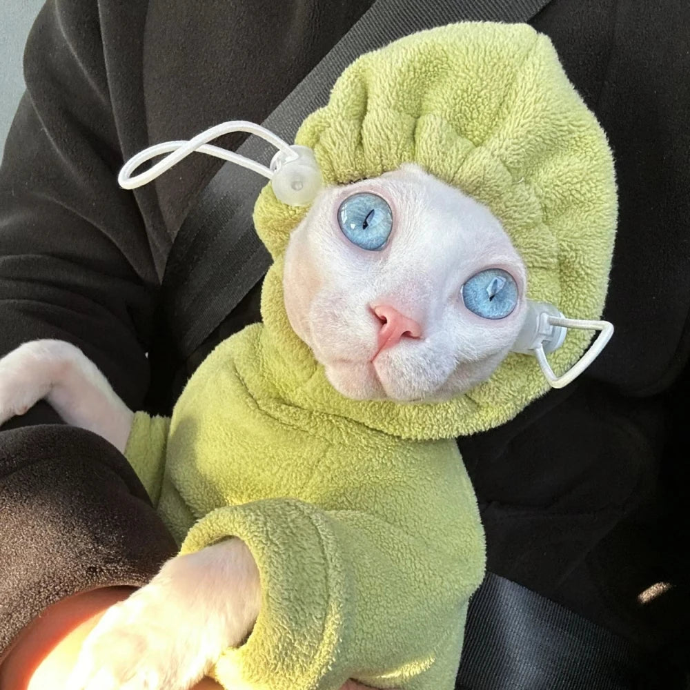 Hooded Fleece Sweater for Sphynx Cats