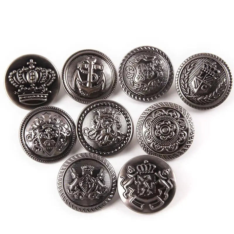 10pcs 15/20/25mm Metal Vintage Coat Suit Uniform Button Retro Copper Buttons Round Shank button DIY Sewing Ornaments