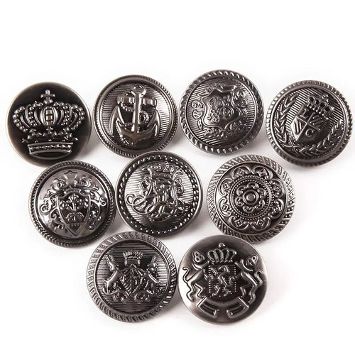 10pcs 15/20/25mm Metal Vintage Coat Suit Uniform Button Retro Copper Buttons Round Shank button DIY Sewing Ornaments