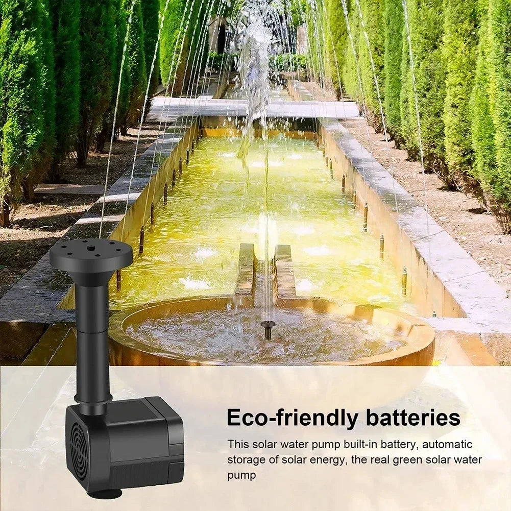 Solar - Powered Water Pump for 11/15.5cm Water Fountains: 8 - Nozzle Outdoor Watering Set
