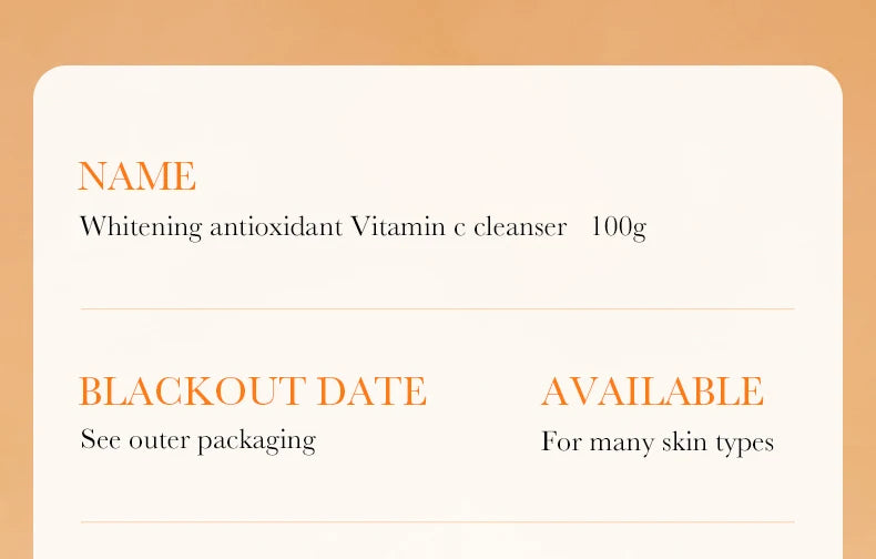 BIOAQUA Vitamin C Facial Cleanser Moisturizing Whitening Anti Wrinkles Face Wash Foam Face Cleanser Facial Skin Care Products