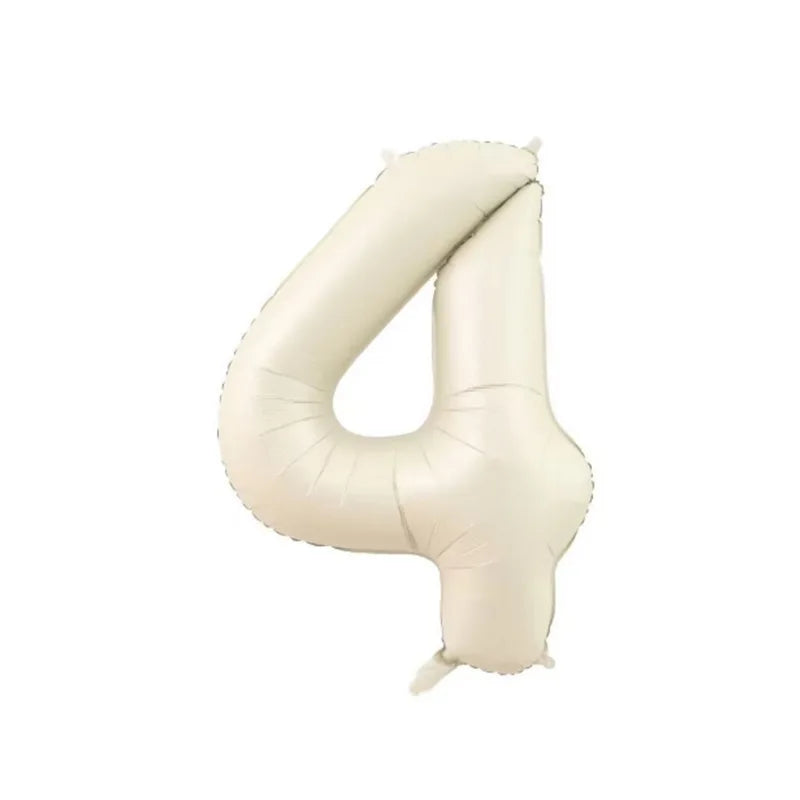 10/5/1Pc Brown Beige Cream 18inch Heart Balloons Cream Number Balloons 1 2 3 4 5 6 Birthday Number Foil Balloon Helium Air Globo