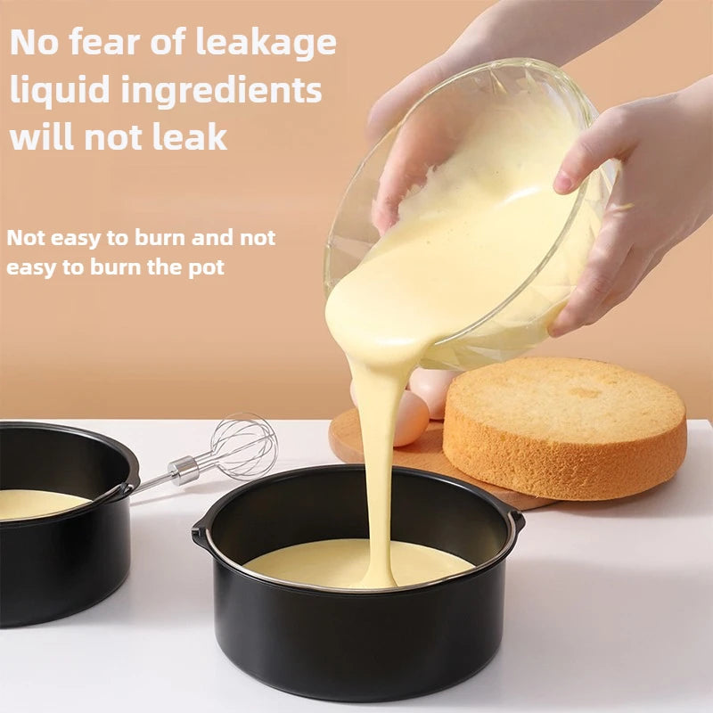 8-inch Round Hand-Held Nonstick Thickening Carbon Steel Air Fryer Cake Basket Baking Mold Barrel Household Baking Accessories