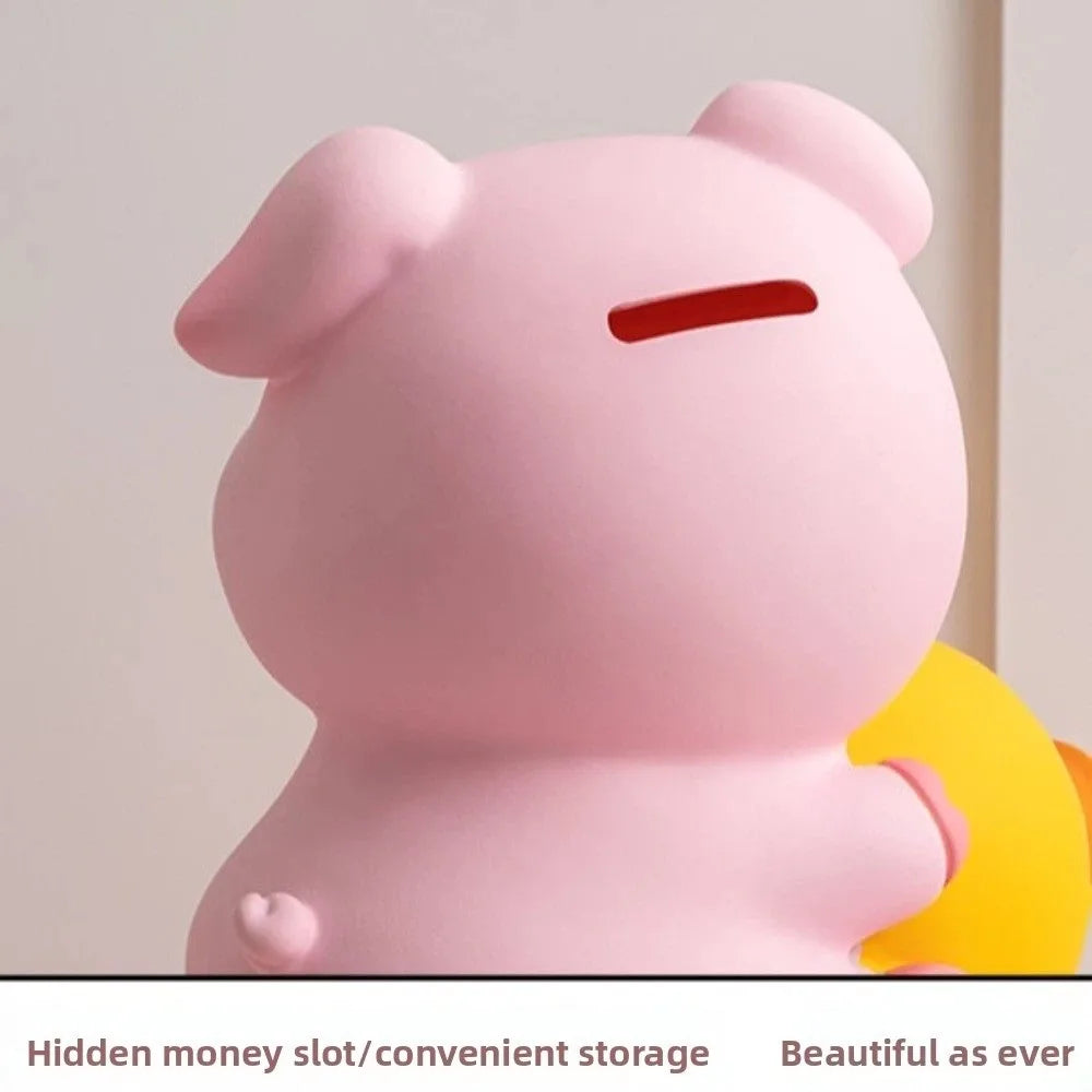 Decorative Vinyl Pig Vinyl Piggy Bank Animal Pig Duck Riding Pig Money Jar Good Luck Fall Protection Coin Saving Box Home