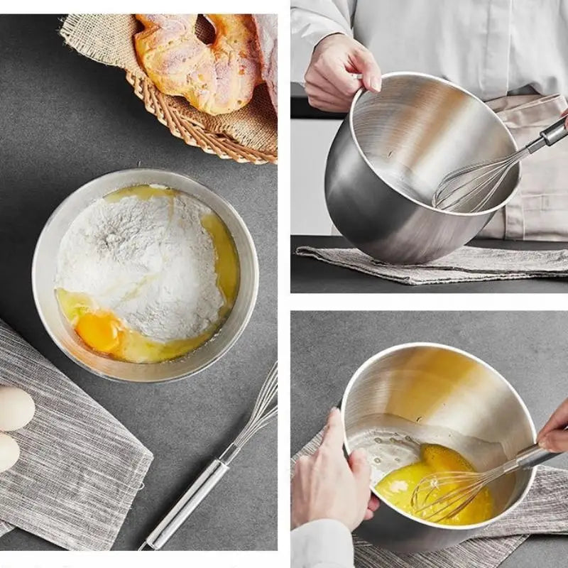 1Pc Multi-Purpose Stainless Steel Bowl - Deep Mixing Basin for Baking Cake Egg Beater Salad, Fruit Storage Kitchen Cooking Tool