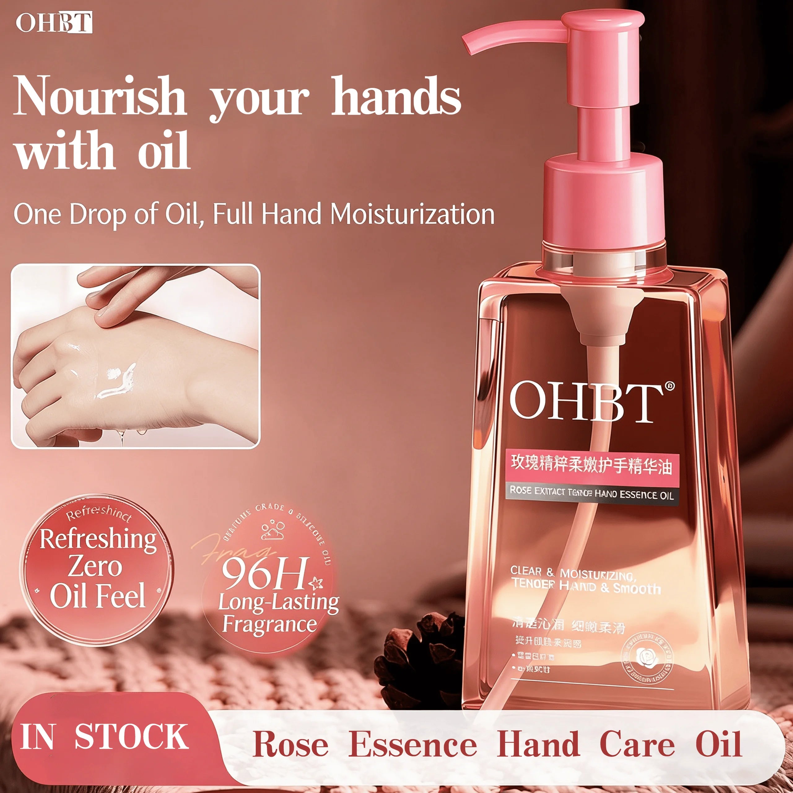 OHBT Moisturing Hand Care Oil, 150ml Rosehip Oil  Smooth Skin Care Essence, Whitening Nourish Hand Care Water