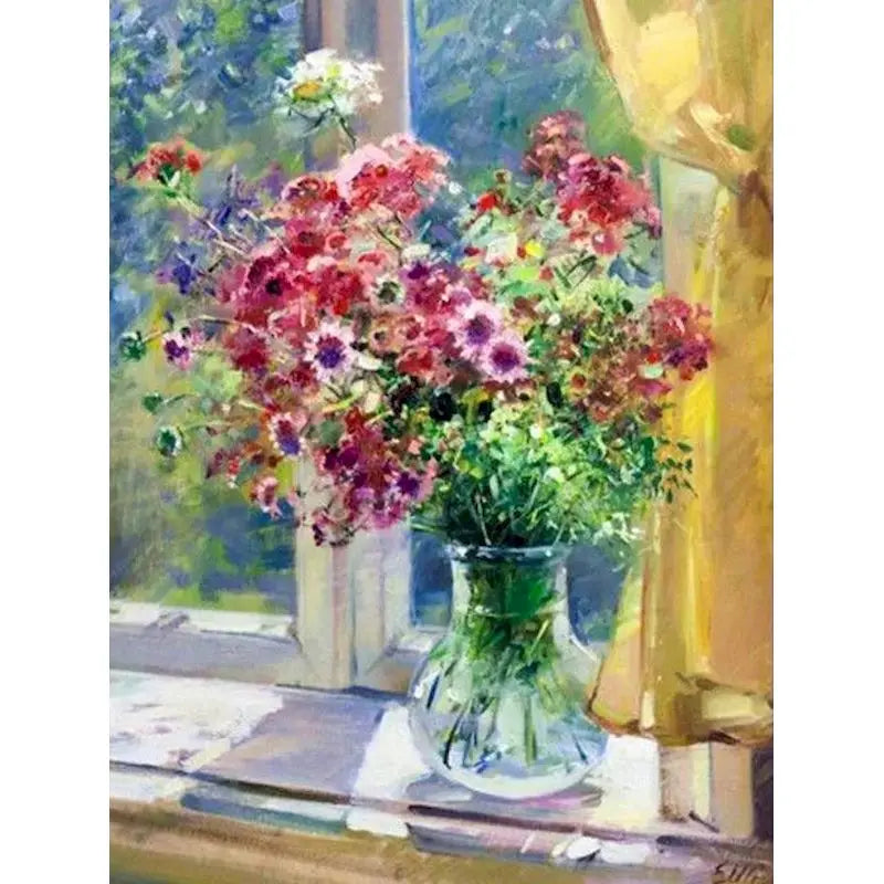GATYZTORY Frame Painting By Numbers For Adults Coloring On Numbers Window Flower Gift Picture Drawing Paint Kit Diy Crafts