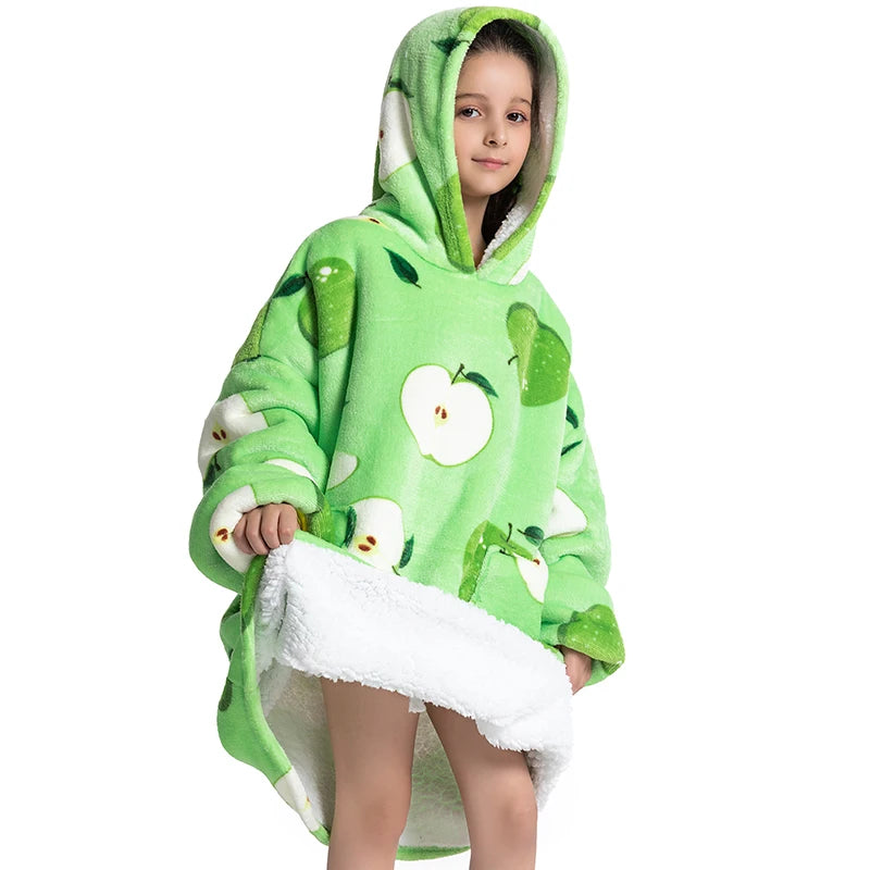 Winter Hoodies Sweatshirt Women Men Pullover Fleece Giant TV Oversized Blanket with Long Flannel Sleeves