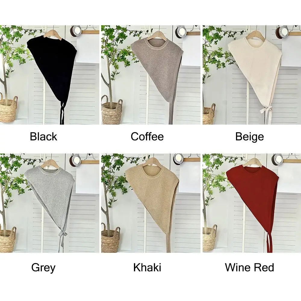 for Blouse Knitted Shawl Vest Solid Color Warm Triangle Beveled Edge Vest Clothing Accessories Polyester