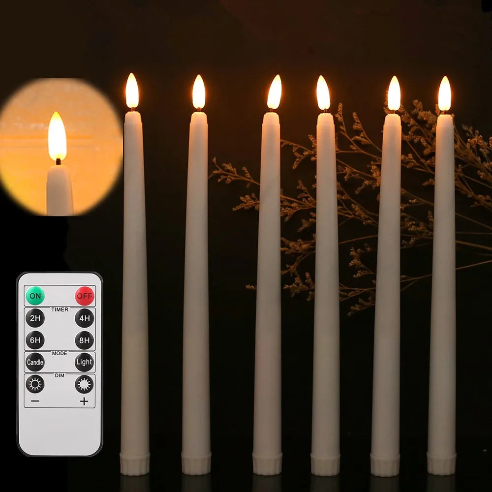 LED Flameless Taper Candles 6.5/11" Battery Operated Fake Flickering Candlesticks Electric Long Candles for Wedding Home Decor