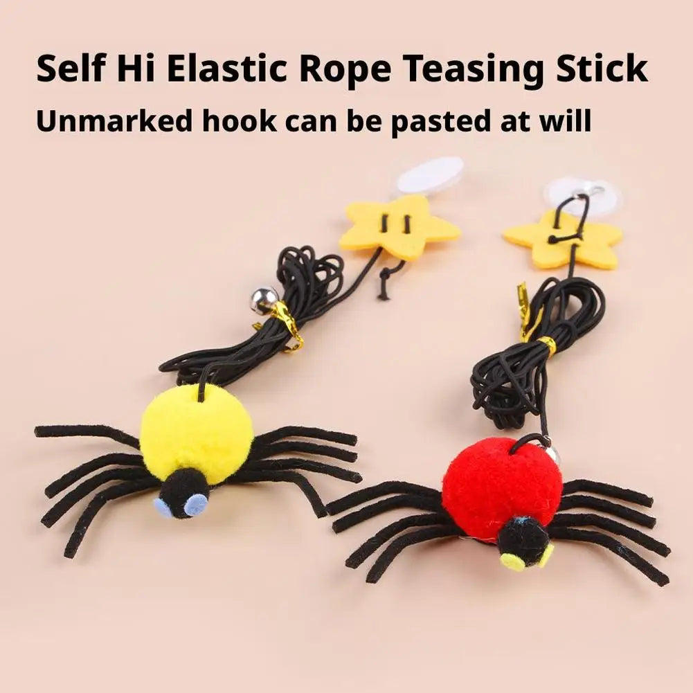 Cat Pet Toy Hanging Door To Relieve Depression Swinging Hanging Elastic Rope Feather Playing Stick Bell Spider for Pet Supplies