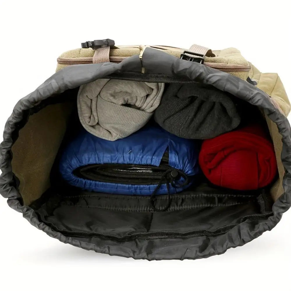 1pc 90L Hiking Daypack Backpack Canvas Hydration Pack for