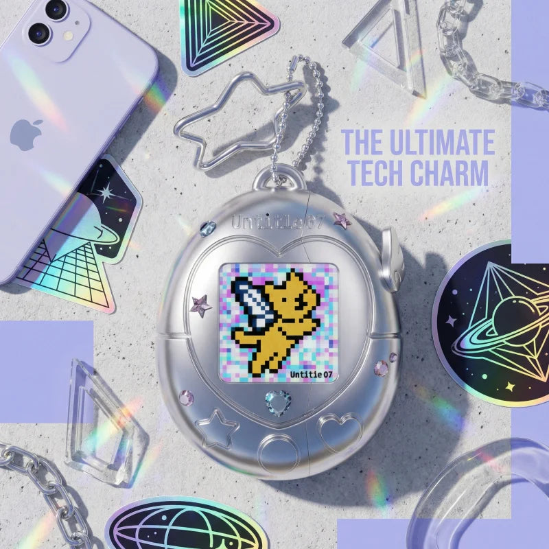 Cute Tamagotchi Airpods Pro 2 1 Case, Star Lanyard Silicone Earphone Storage Bag, Pink Transparent Aesthetic Desktop Ornament