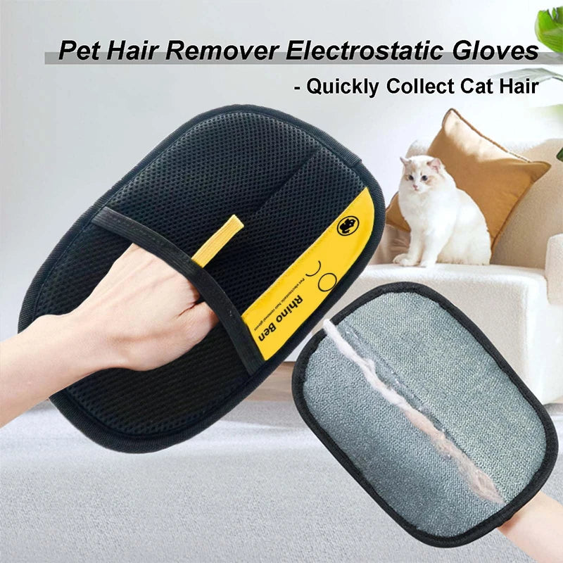 Pet Electrostatic Hair Removal Gloves Dog Cat Hair Removal Brush Gloves Hair Adhesive Gloves Carpet Clothing Hair Cleaning Brush