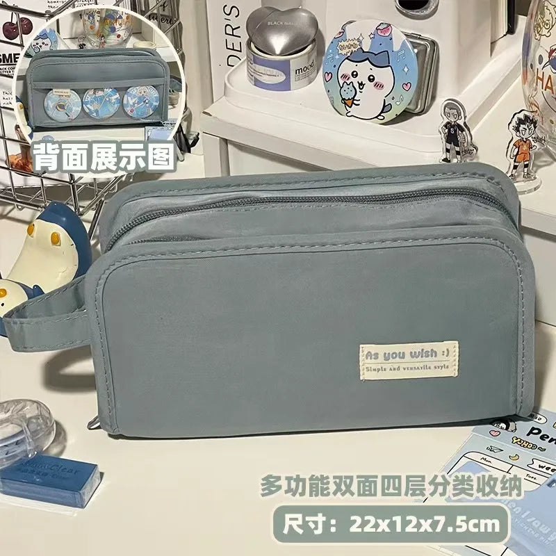 Kawaii Pencil Case DIY Set Cute Korean Stationery Supplies Pen Pouch School Desk Organizer Large Capacity Waterproof