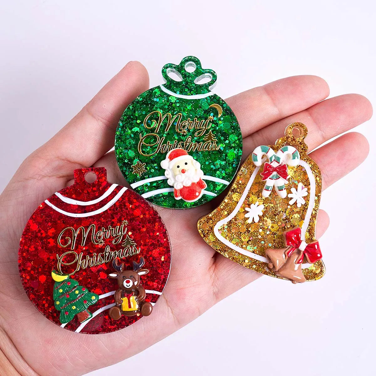 DIY Round Christmas Pendant Silicone Mold Handmade Crown Bell Plaster Resin Mold Ornaments Tree Hanging Craft Decor Party Decor