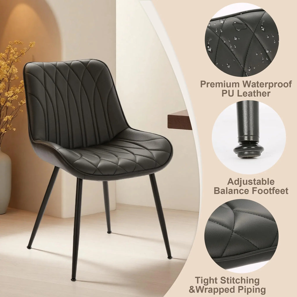 Modern Faux Leather Dining Chairs Set of 2 Upholstered