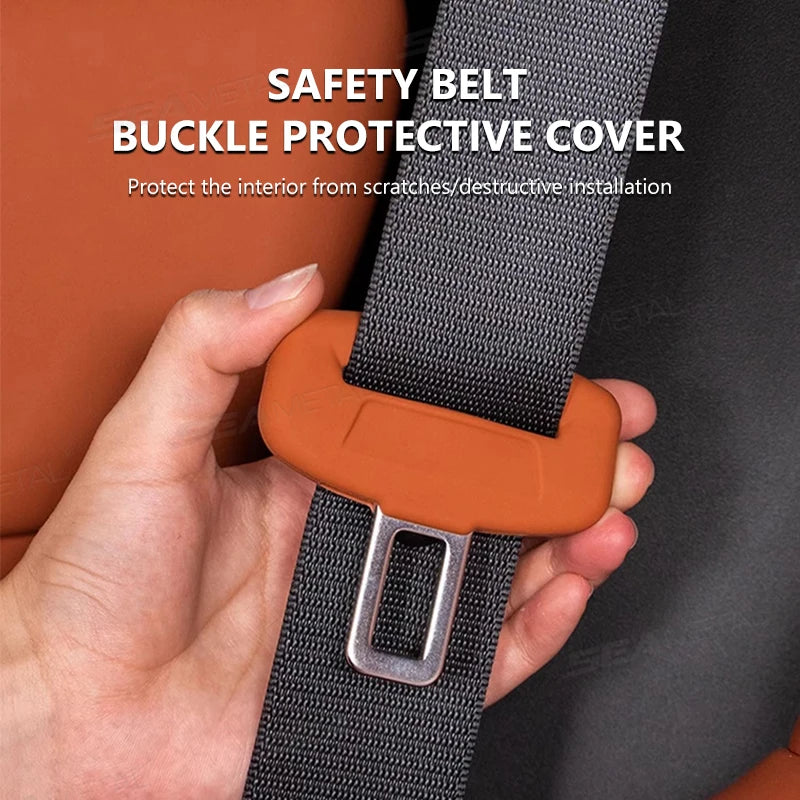 BLALION 2Pcs Seat Belt Buckle Cover Anti-Scratch Rubber Car