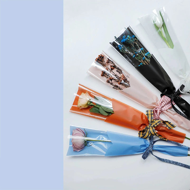 Tulip Single Rose Sleeve Bag, Flower Bag, Bouquet Packaging Bags, Flower Shop, New, 50Pcs