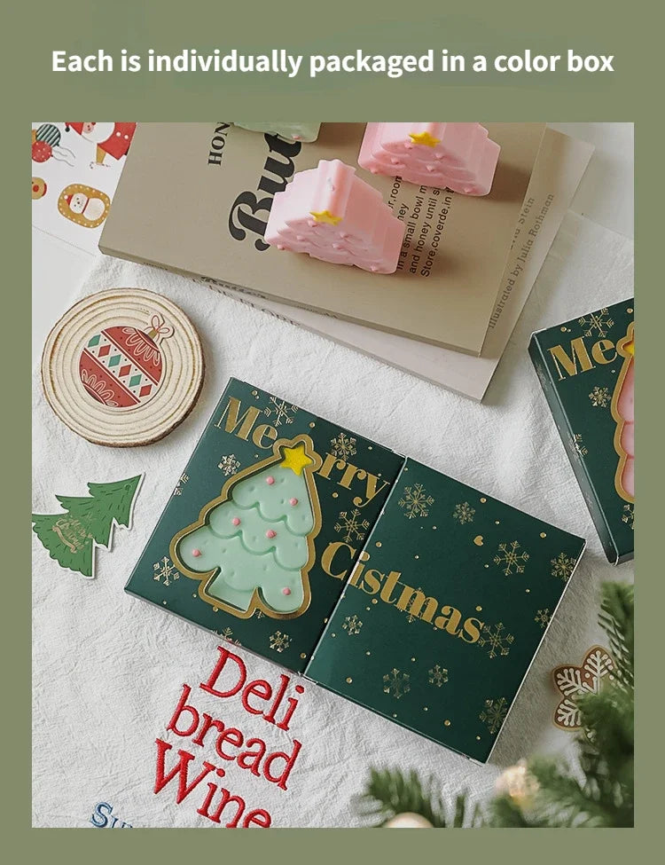 Christmas Scented Candle with Box Mini Christmas Tree Shape Fragrance Candle Home Decor Candle Gift for Friends Women Souvenir