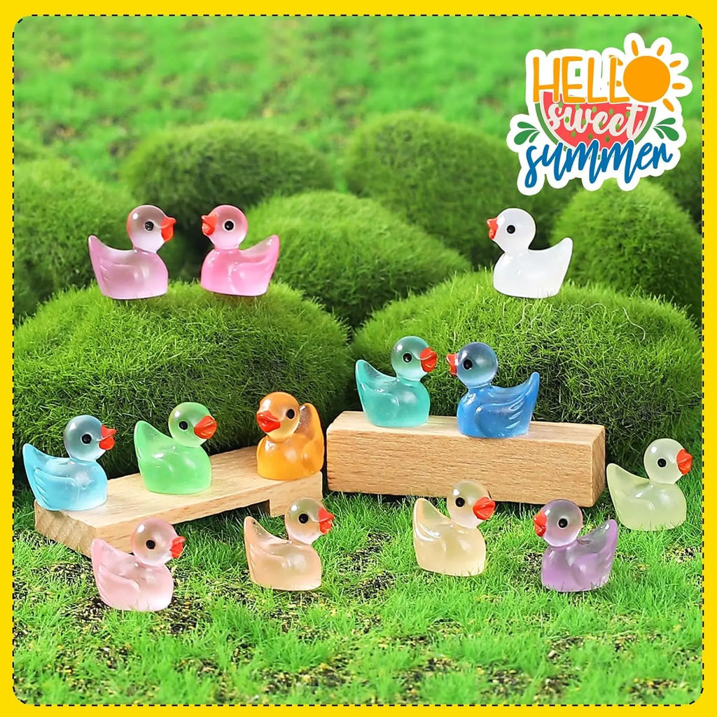 200/100/50Pcs Luminous Mini Ducks Moss Microlandscape Miniature Duck Figurines Fairy Garden Access Home Decor Glow in The Dark